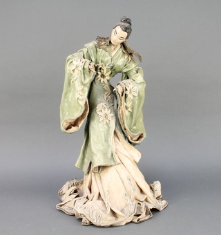 Kathi Urbach, a fabric sculpture of a standing Japanese lady 18"