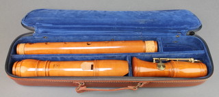 A Yamaha wooden tenor baroque recorder, cased 
