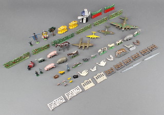 A model Flying Fortress, do. Spitfire, a Crescent model submarine, do. war ship and various Britains farmyard animals etc 