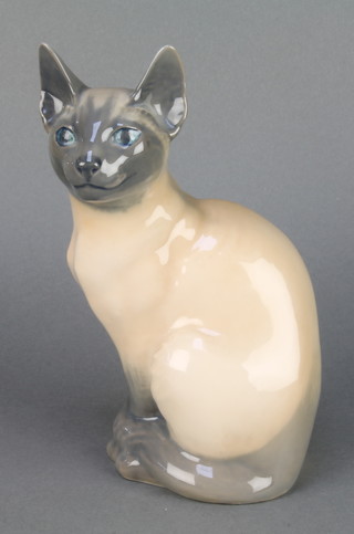 A Royal Copenhagen figure of a Siamese cat 3281 8" 