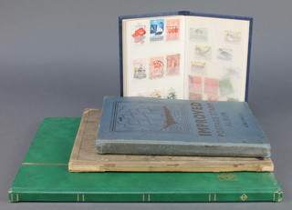 A green stockbook of used GB stamps including 3 penny reds, a Wanderer album and various World stamps, an Improved postage stamp album containing World stamps and a blue stockbook 