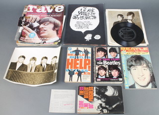 Four editions of Beatle Magazine, 1 paperback vol. Michael Barun "The Beatles Progress 1964" by Penguin, 1 vol. Marc Behm "The Beatles in Help 1965", 1 vol. Billy Shepherd "The True Story of The Beatles 1964", 1 vol. "The Beatles Book" published by Sean Mahony, 1 vol. "Exclusive The Beatles Starring in a Hard Days Night", 1 vol. "Meet The Beatles" do. "The Beatles by Royal Command", "The Beatles Birthday Card - I Think  Your The Greatest", a still photograph of Paul and Barry Ryan bears signatures 10" x 8" creased, 2 Official  Beatles fan club posters, A Look Who's Joined Apple Club Now poster, The Beatles A Reveille Special poster creased and with sellotape damage etc 