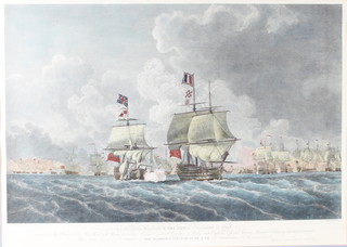 Robert Cleverley of the Royal Navy, coloured print "The Glorious 1st June 1794" 23" x 31" (restrike)