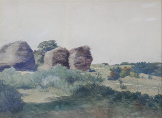 Edwardian watercolour, landscape study, unsigned 11" x 15" 