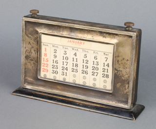 A rectangular silver perpetual desk calendar Birmingham 1926 8 1/2" 