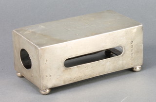 A large silver matchbox sleeve on ball feet Birmingham 1933 5" x 2", 144 grams 