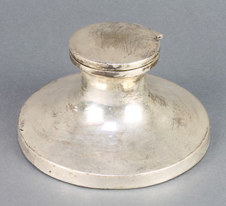 A silver capstan inkwell of plain form Birmingham 1942 4 1/2" 