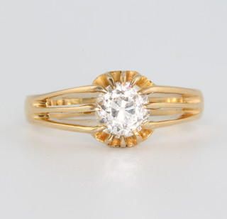 An 18ct yellow gold single stone diamond ring approx. 0.6ct, size M