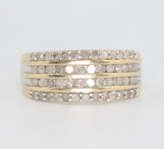 A 9ct yellow gold diamond set ring size N 1/2 3.9 grams 