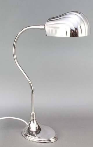 A plated Art Deco style table lamp with shell shade 
