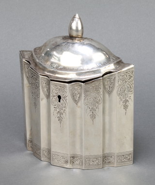 A Victorian silver tea caddy with chased floral decoration Birmingham 1894, 219 grams 
