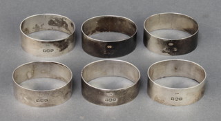 A set of 6 silver oval napkin rings Edinburgh 1991, 120 grams 