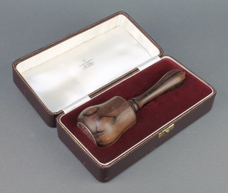 A silver mounted rosewood gavel with presentation inscription in a fitted case
