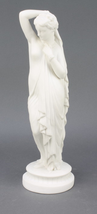 A Victorian Parian figure of a standing semi-clad classical lady 15" 