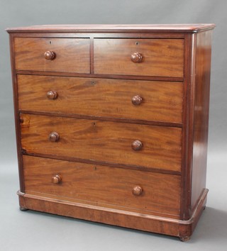 A Victorian D shaped mahogany chest of 2 short and 3 long drawers with tore handles 47"h x 46"w x 20"d  