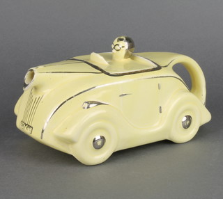 A Sadler OKT42 yellow and silvered tea pot and cover 9" 