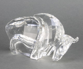 A Swarovski Crystal figure of a bison 6" boxed