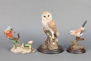 A Country Artists figure of an owl by K Sherwin 8", a do. Chaffinch 6 1/2" and a woodpecker 5" 
