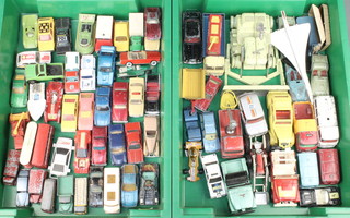 Various Lesney and other model vehicles, Corgi Major Euclid TC-12 tractor, a Corgi model of concorde and other toy vehicles contained in 2 shallow trays 