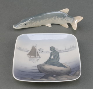 A Royal Copenhagen dish Langelinie and a Danish figure of a fish 