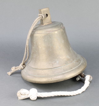 A large brass  bell 10 1/2" diam. the top marked LCC 57 
