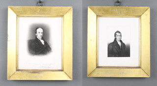 T A Dean, black and white engravings of gentleman in gilt frames 7 1/2" x 6 1/2" 