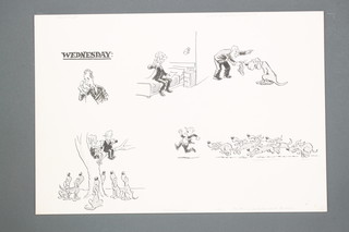 Les Gibbard (1925-2010) pen and ink cartoon sketches for BBC TV On The Record, political subjects x 10