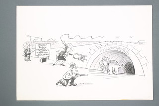 Les Gibbard (1925-2010), pen and ink cartoon sketches for BBC TV On The Record x 10