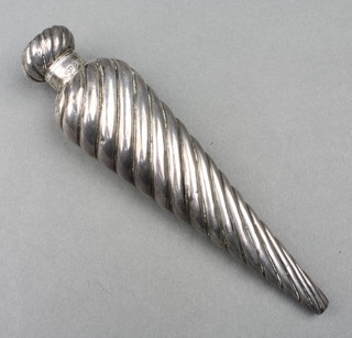 A Victorian silver fluted spiral scent and stopper Birmingham 1888, maker Horton & Allday 7 1/2" 