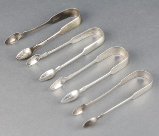 A pair of Scottish silver sugar nips Edinburgh 1843, 3 other Scottish pairs of nips 172 grams 
