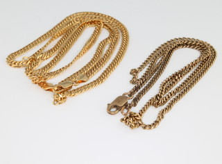 Two 9ct yellow gold necklaces, 27 grams 