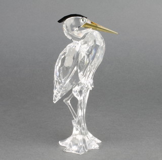 A Swarovski Crystal figure of a silver heron  6" boxed