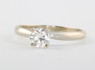 A 14ct white gold single stone diamond ring approx 0.75ct size P1/2 