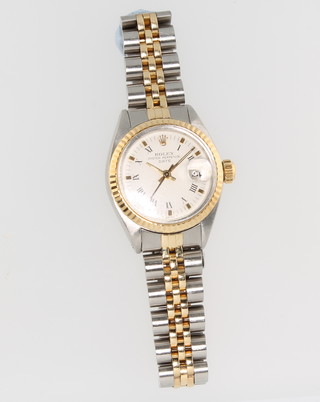 A lady's Rolex Oyster perpetual date wristwatch with bi-metallic case and bracelet, no. 69173/5043325