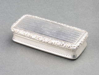 A George IV rounded rectangular silver snuff box with engine turned decoration Birmingham 1822 2 3/4" 