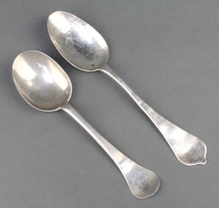 Two 18th Century silver table spoons 