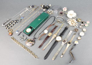 A quantity of Victorian and later costume jewellery and watches 