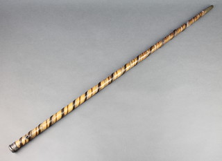 A Regency walking cane with silver coloured knop and twist decoration 