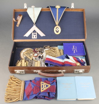 Masonic, a briefcase containing minor sashes, collars, jewels, tassels etc 