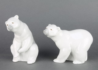 A Lladro figure of a seated polar bear A14M 5", a ditto standing polar bear A8M 4"