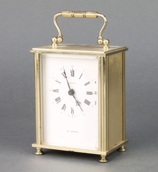 Weiss Clock Ltd, a reproduction battery operated carriage timepiece retailed by H Samuals 4" x 3" x 2" 