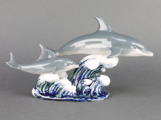 A Lladro group of 2 dolphin no. 6470 11 1/2" 