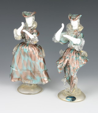 A pair of Murano glass figures of ladies 8" 
