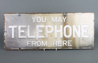 An enamelled double sided sign - You may use the telephone from here, marked FBEC 9" x 22" 
