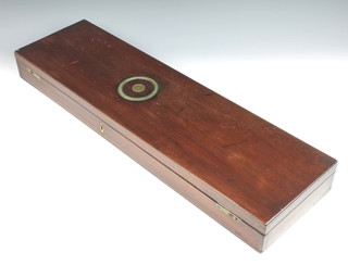 A 19th/20th Century mahogany shot gun case with brass countersunk handle and ivory escutcheon 3" x 31" x 9" 