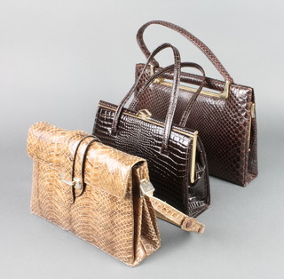 3 ladies snakeskin handbags