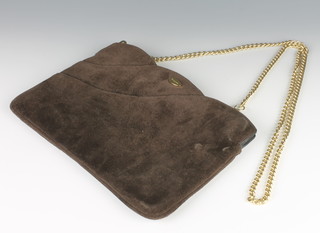 Salvatore Ferragamo, a lady's brown suede shoulder bag the interior numbered 210505 with gilt chain 7" x 10" 