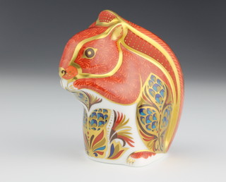 A Royal Crown Derby Imari pattern paperweight  Red Squirrel with gold stopper 3 1/2" 