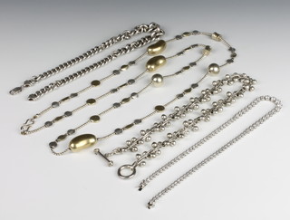 A stylish 2 colour silver bean necklace and minor silver jewellery 232 grams 