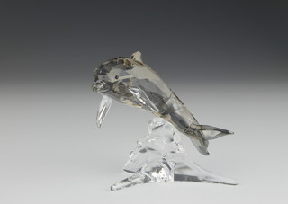 A Swarovski Crystal coloured figure of a dolphin 4", boxed
